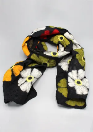 Large Flower Felted Wool Women's Scarf