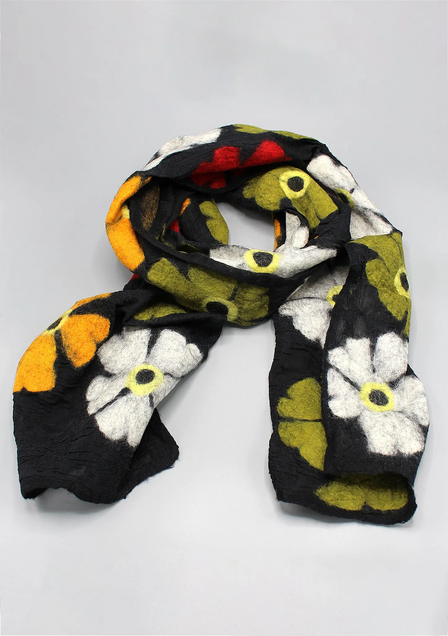 Large Flower Felted Wool Women's Scarf