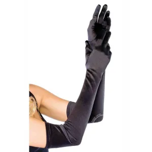 Leg Avenue Extra Long Satin Gloves Black