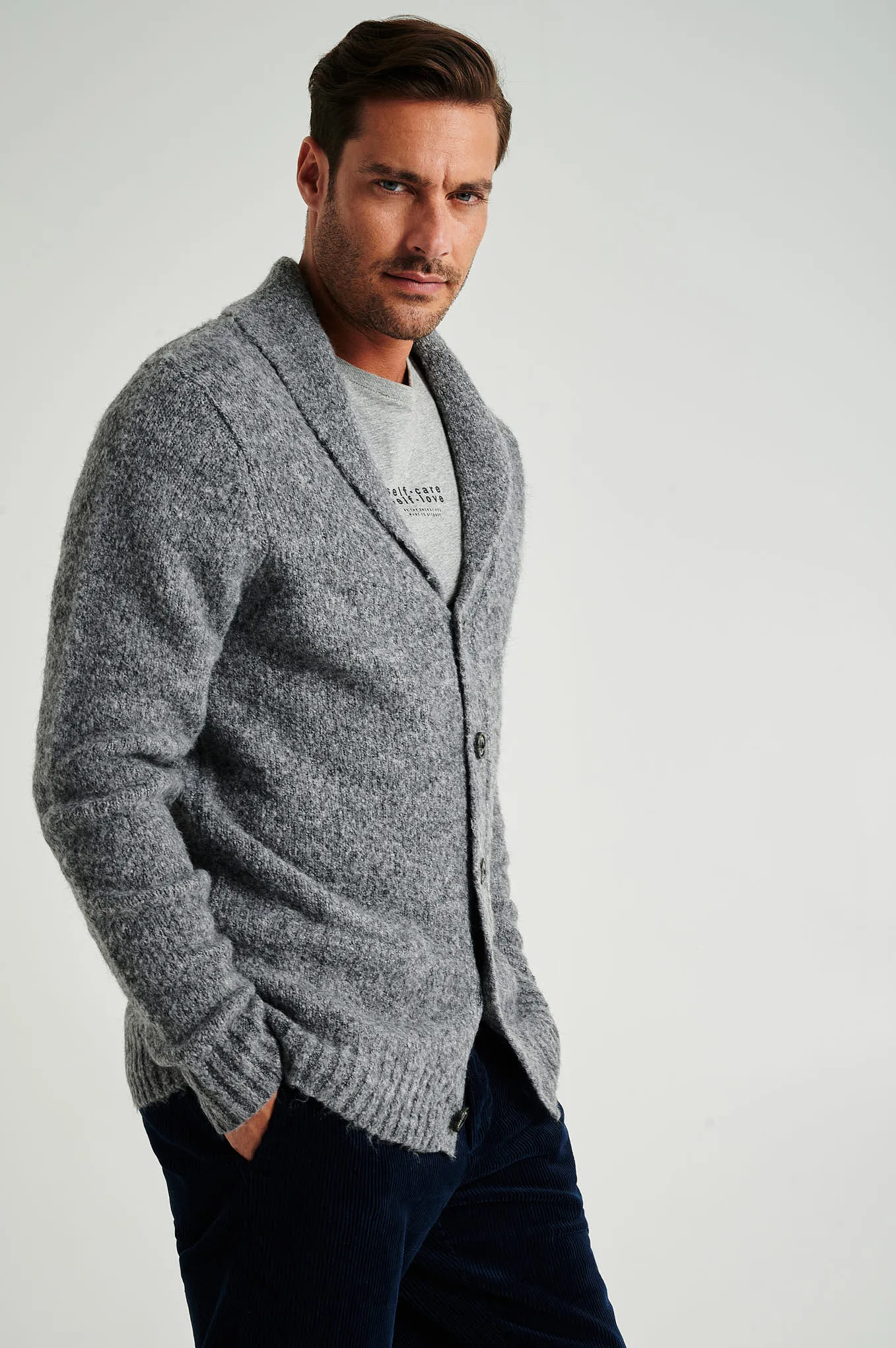 Men's shawl collar cardigan