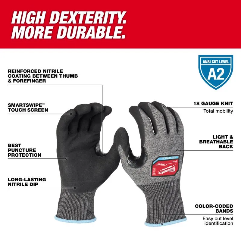 Milwaukee Men's Dipped Gloves Black/Gray L 1 pair