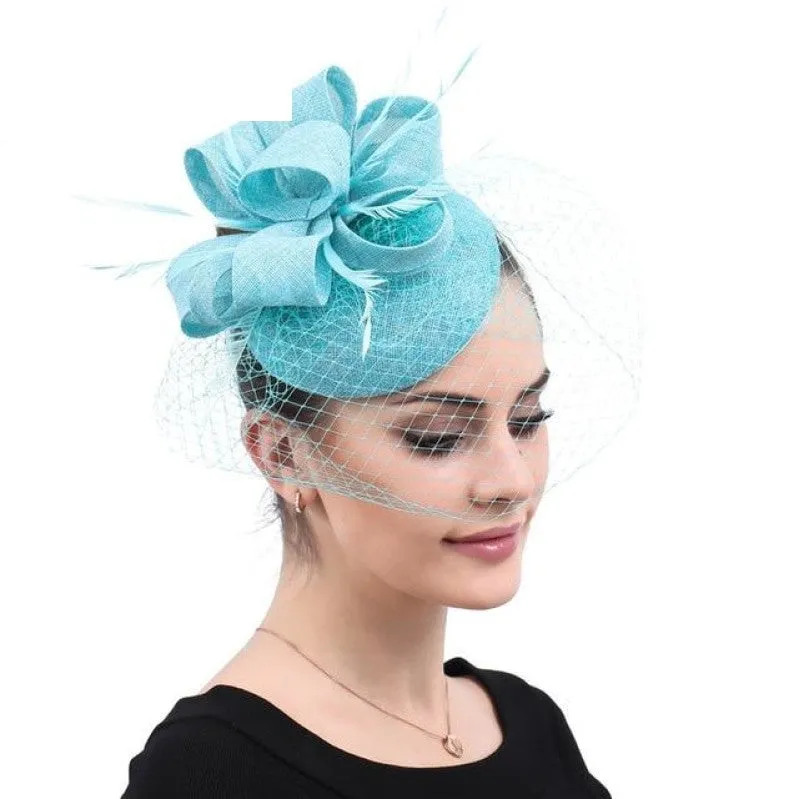 Multiple Colors Classic Mesh Fascinating Hair Clip Bowler Feather Hat Headband