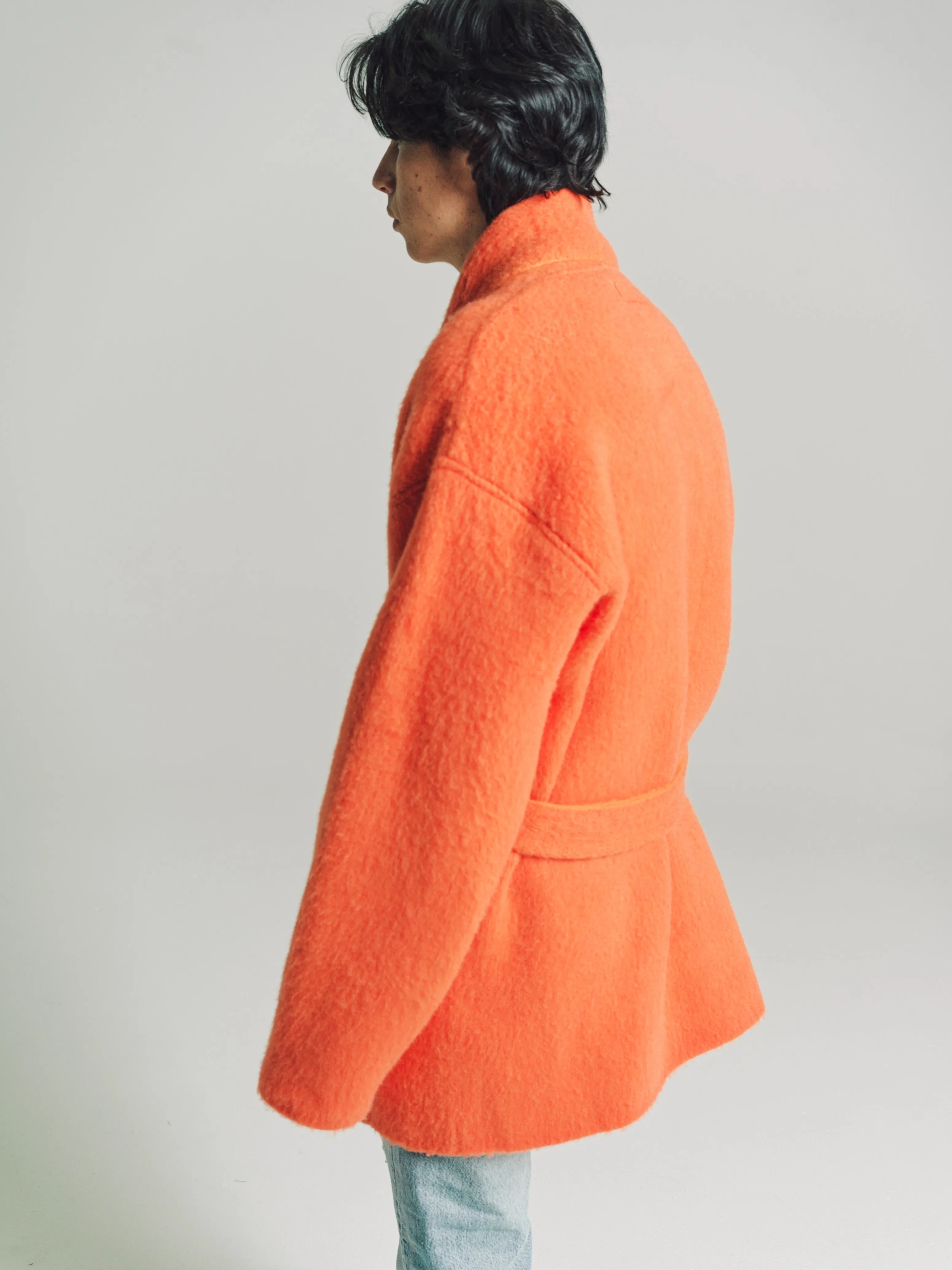 Orange Cashmere & Wool Brushed Robe