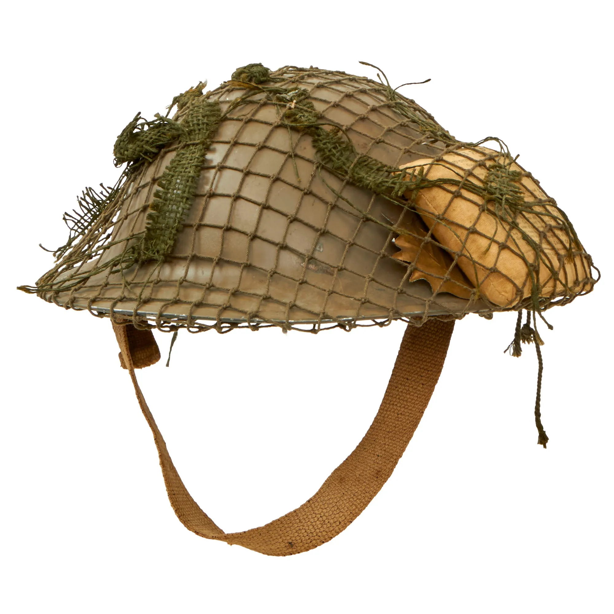 Original British / Commonwealth Countries WWII MkII Brodie Steel Helmet with Helmet Net and Australian Shell Dressing - Dated 1941