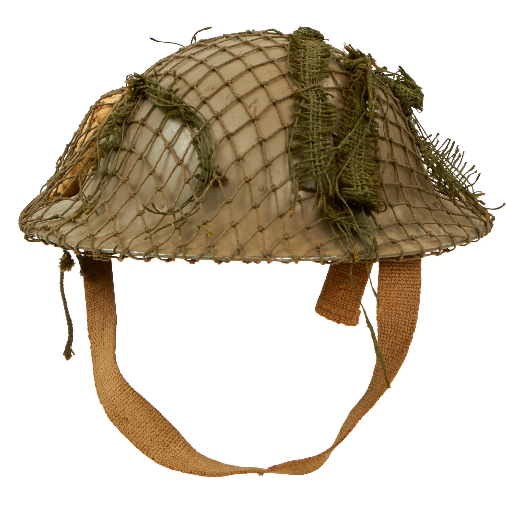 Original British / Commonwealth Countries WWII MkII Brodie Steel Helmet with Helmet Net and Australian Shell Dressing - Dated 1941