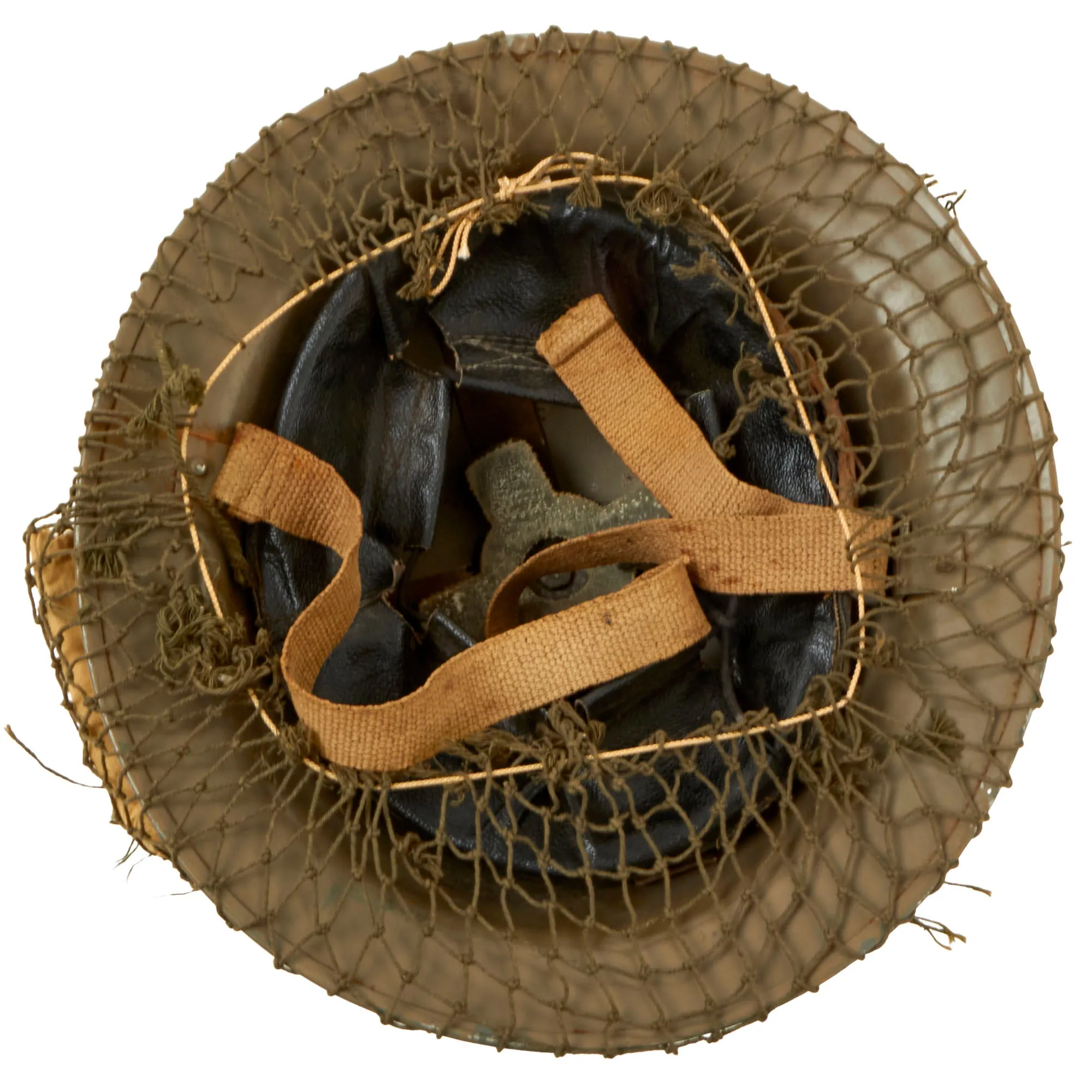 Original British / Commonwealth Countries WWII MkII Brodie Steel Helmet with Helmet Net and Australian Shell Dressing - Dated 1941