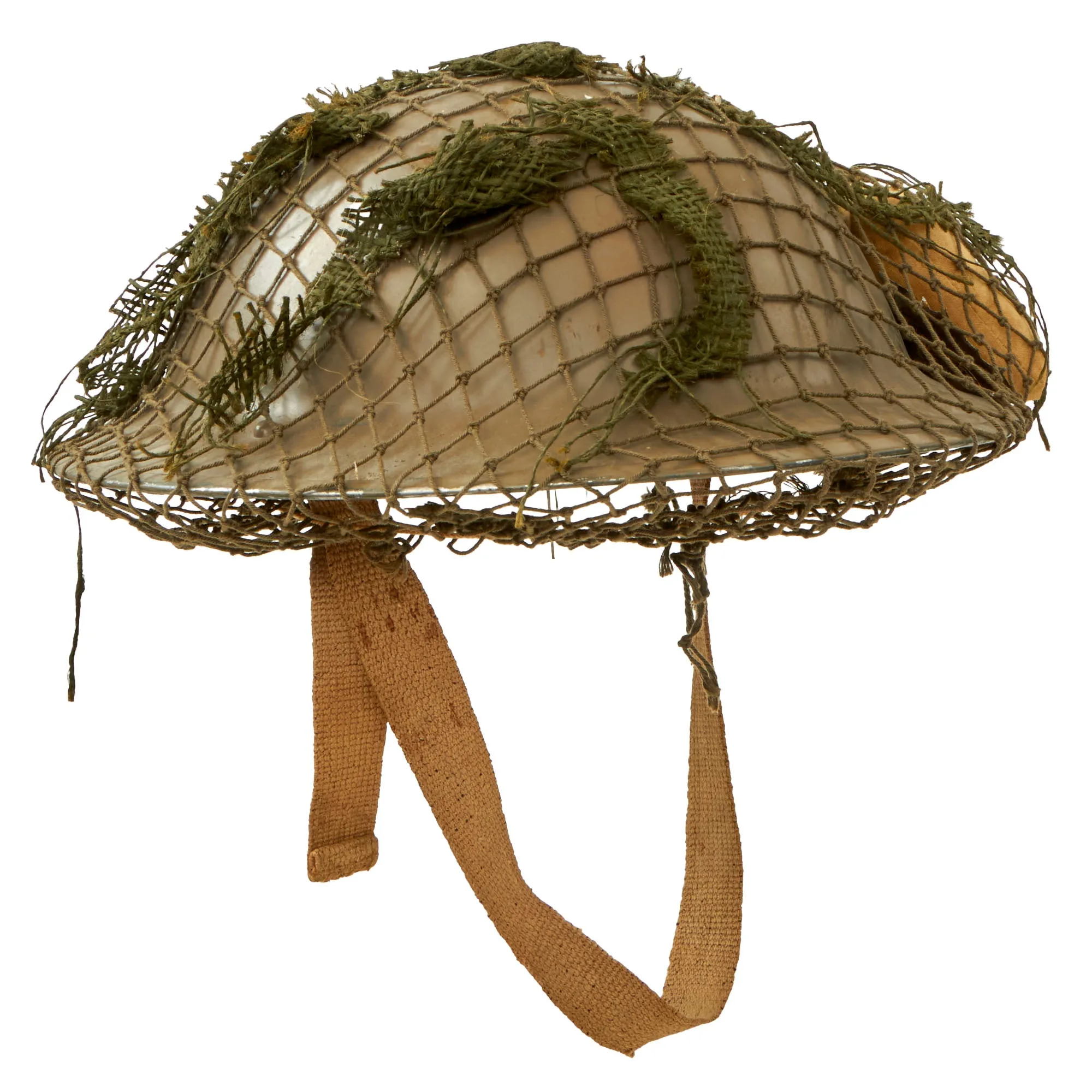 Original British / Commonwealth Countries WWII MkII Brodie Steel Helmet with Helmet Net and Australian Shell Dressing - Dated 1941