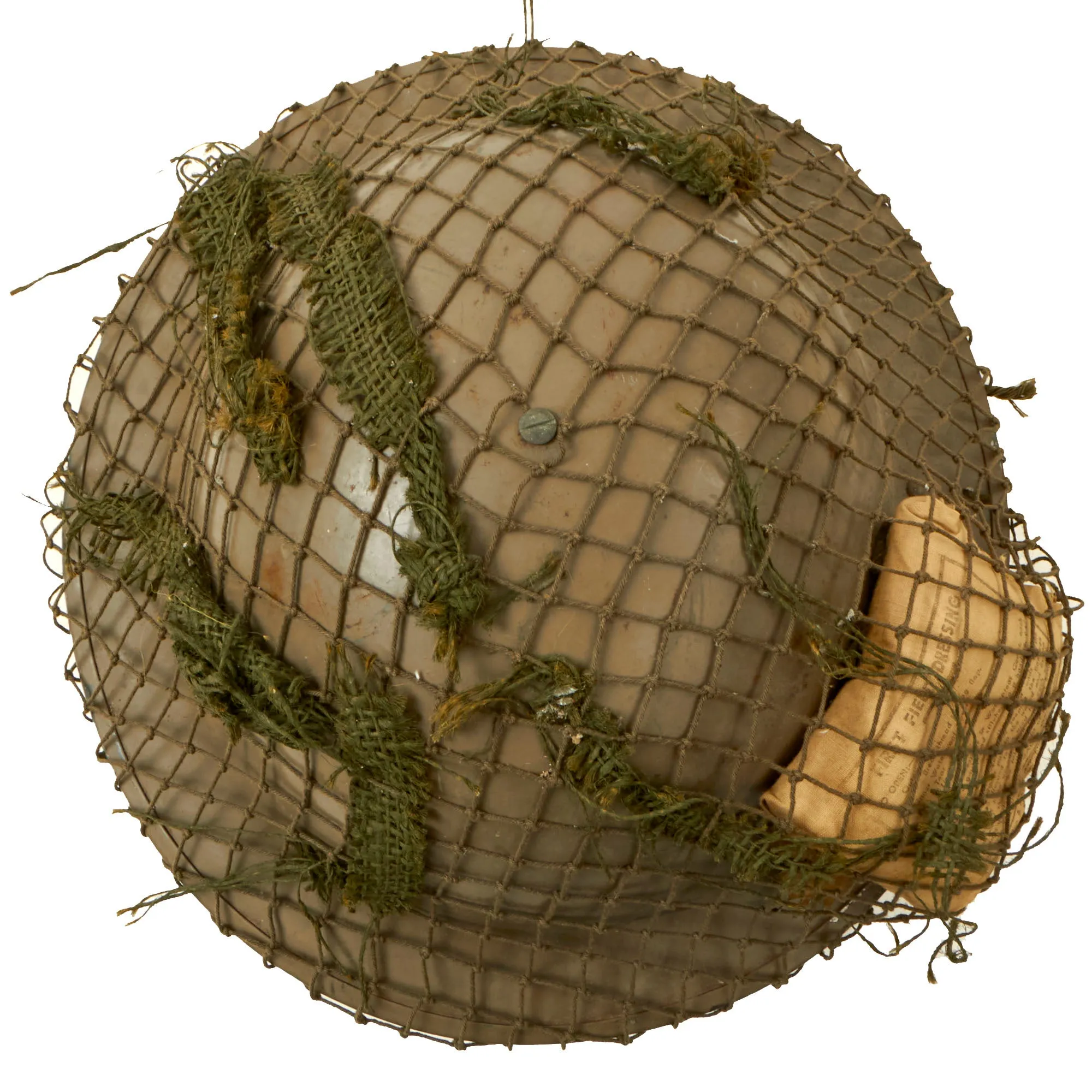 Original British / Commonwealth Countries WWII MkII Brodie Steel Helmet with Helmet Net and Australian Shell Dressing - Dated 1941