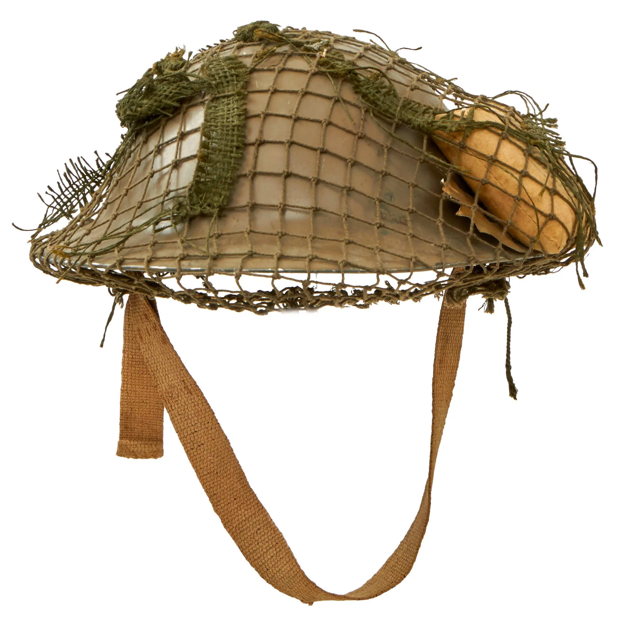 Original British / Commonwealth Countries WWII MkII Brodie Steel Helmet with Helmet Net and Australian Shell Dressing - Dated 1941