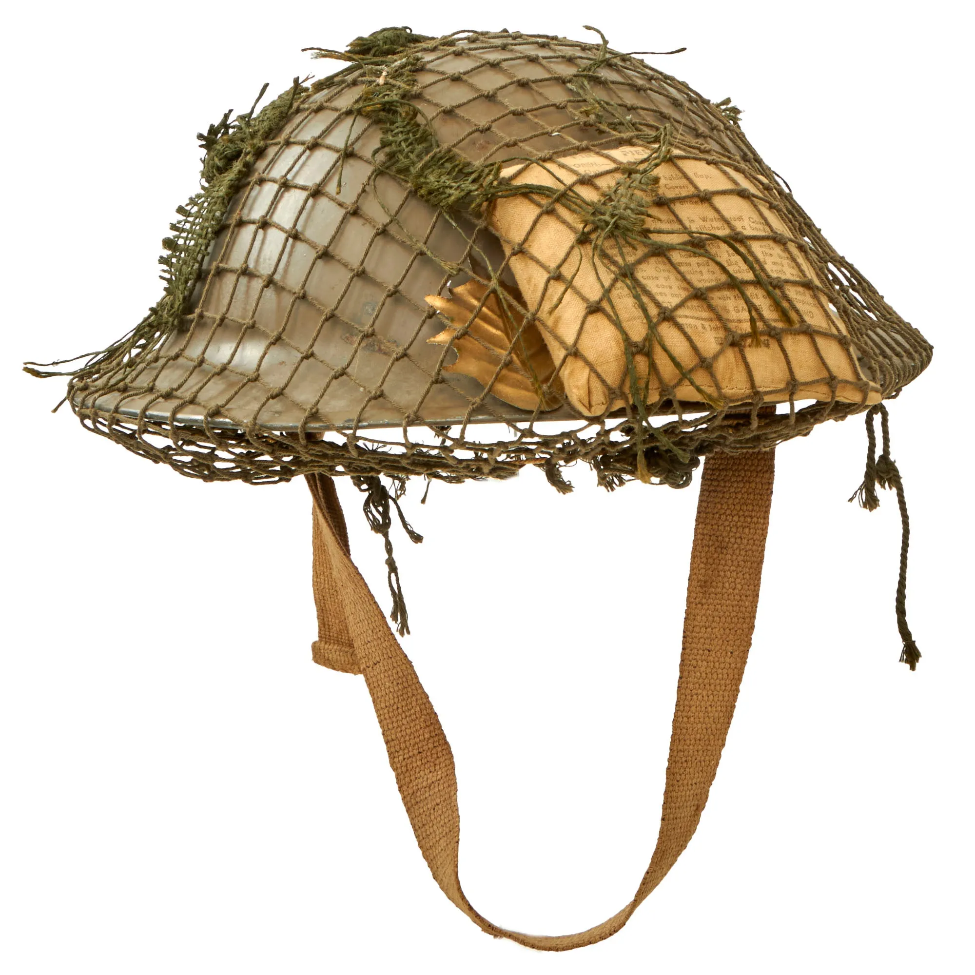 Original British / Commonwealth Countries WWII MkII Brodie Steel Helmet with Helmet Net and Australian Shell Dressing - Dated 1941