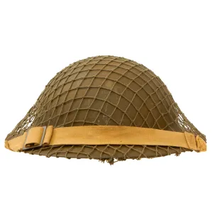 Original British/Commonwealth WWII Brodie MkII Steel Helmet with Helmet Net & Chinstrap - Dated 1942