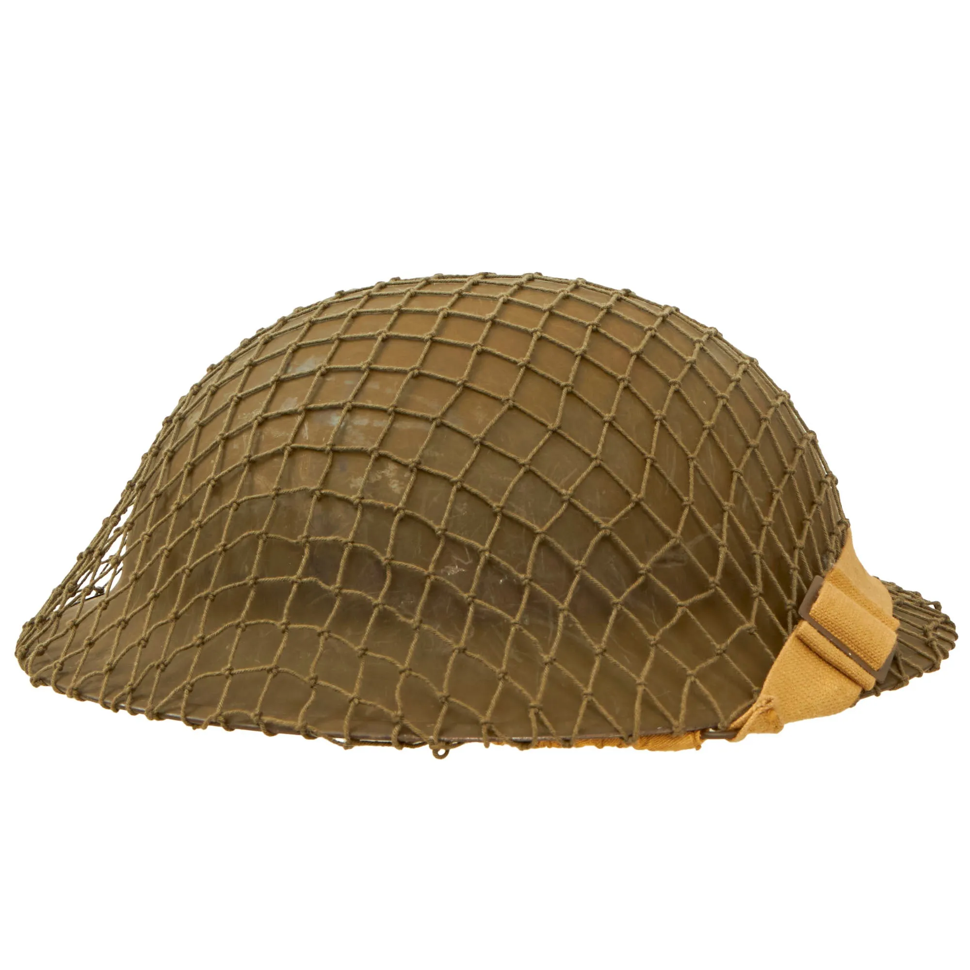 Original British/Commonwealth WWII Brodie MkII Steel Helmet with Helmet Net & Chinstrap - Dated 1942