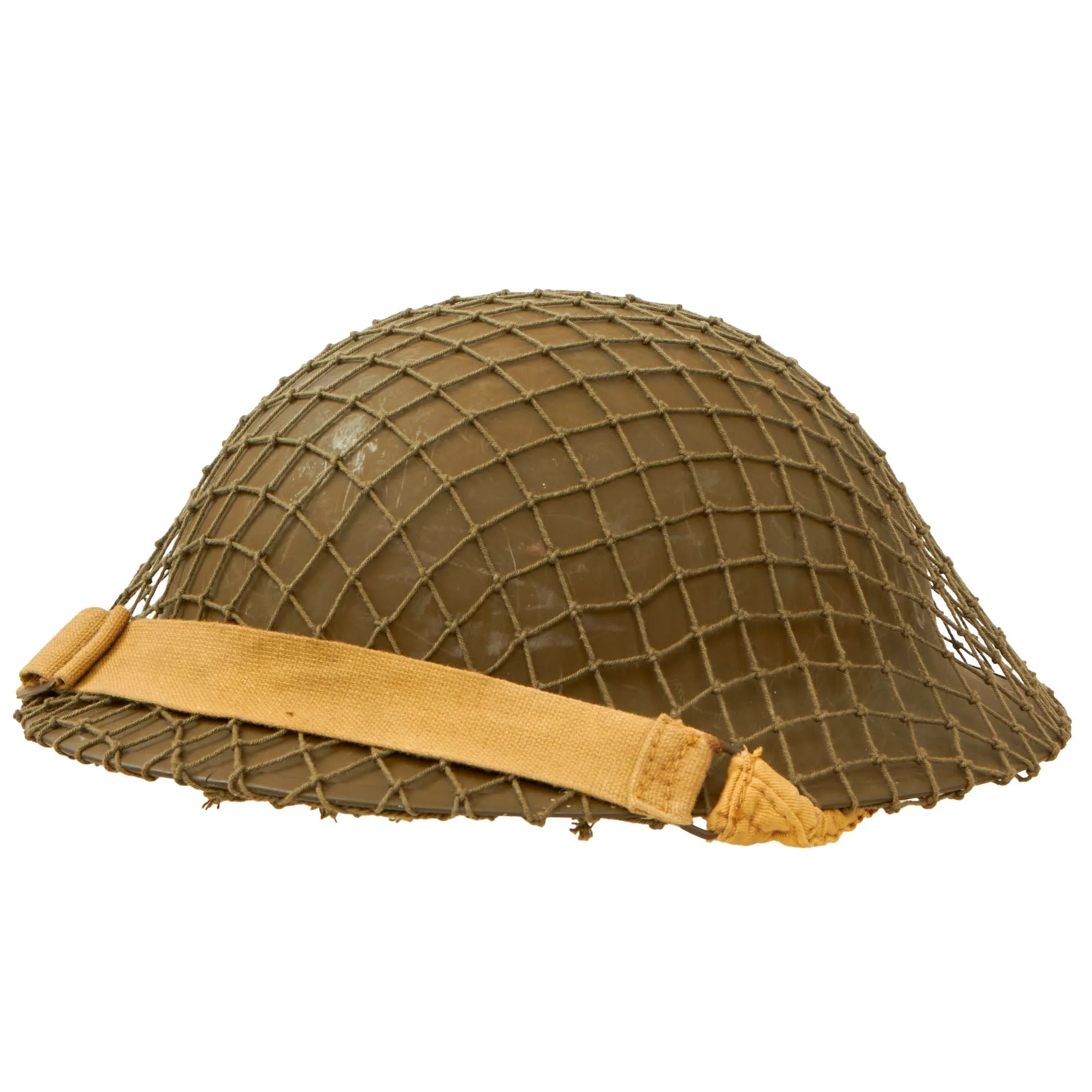 Original British/Commonwealth WWII Brodie MkII Steel Helmet with Helmet Net & Chinstrap - Dated 1942