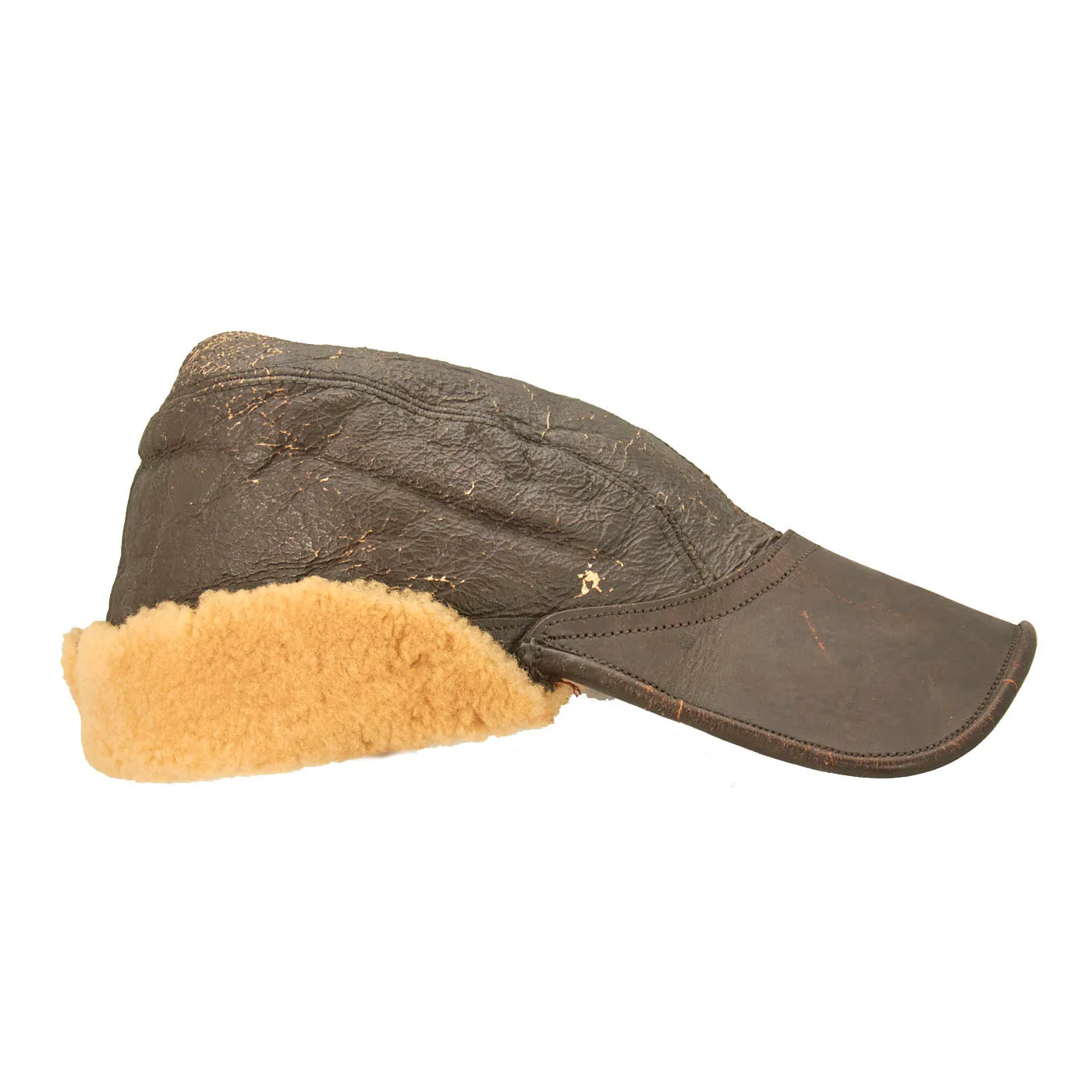 Original U.S. WWII Army Air Force B-2 Gunner and Air Crew Shearling Leather Cap by Werber Sportswear Co.