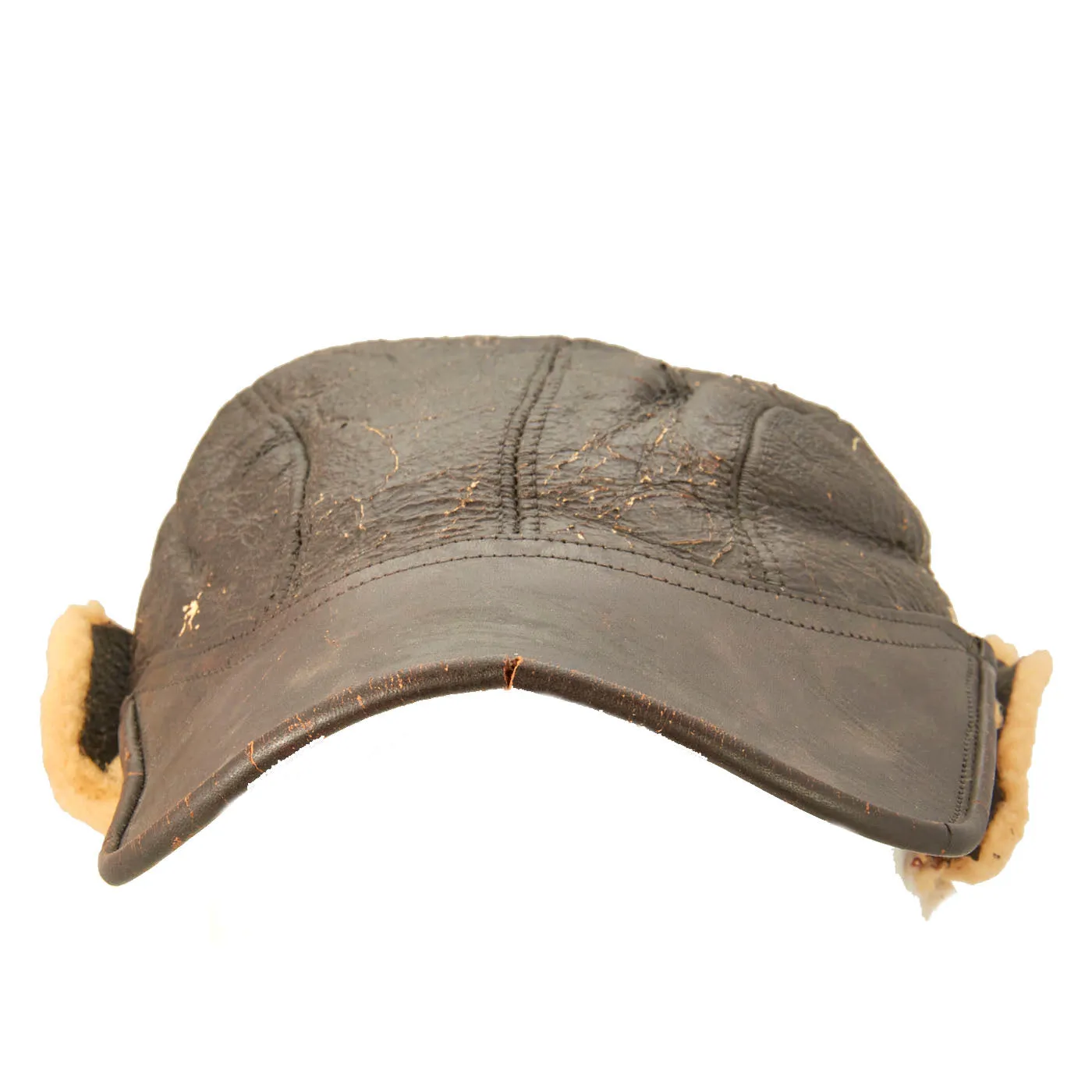 Original U.S. WWII Army Air Force B-2 Gunner and Air Crew Shearling Leather Cap by Werber Sportswear Co.