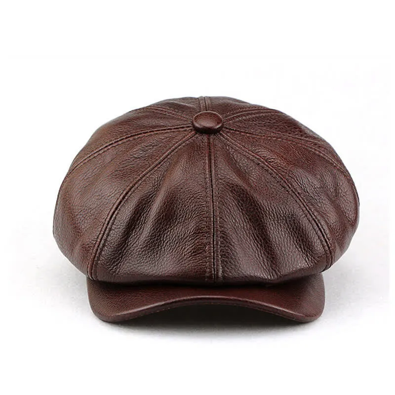 Painter Cowhide Leather Gatsby 8 Panel Beret Cap