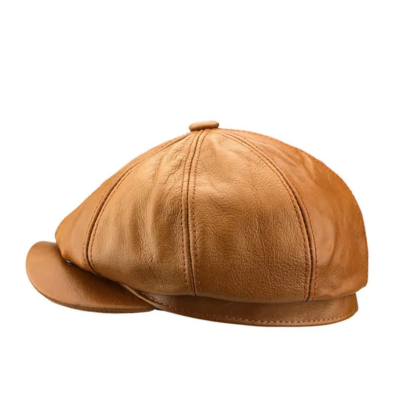 Painter Cowhide Leather Gatsby 8 Panel Beret Cap