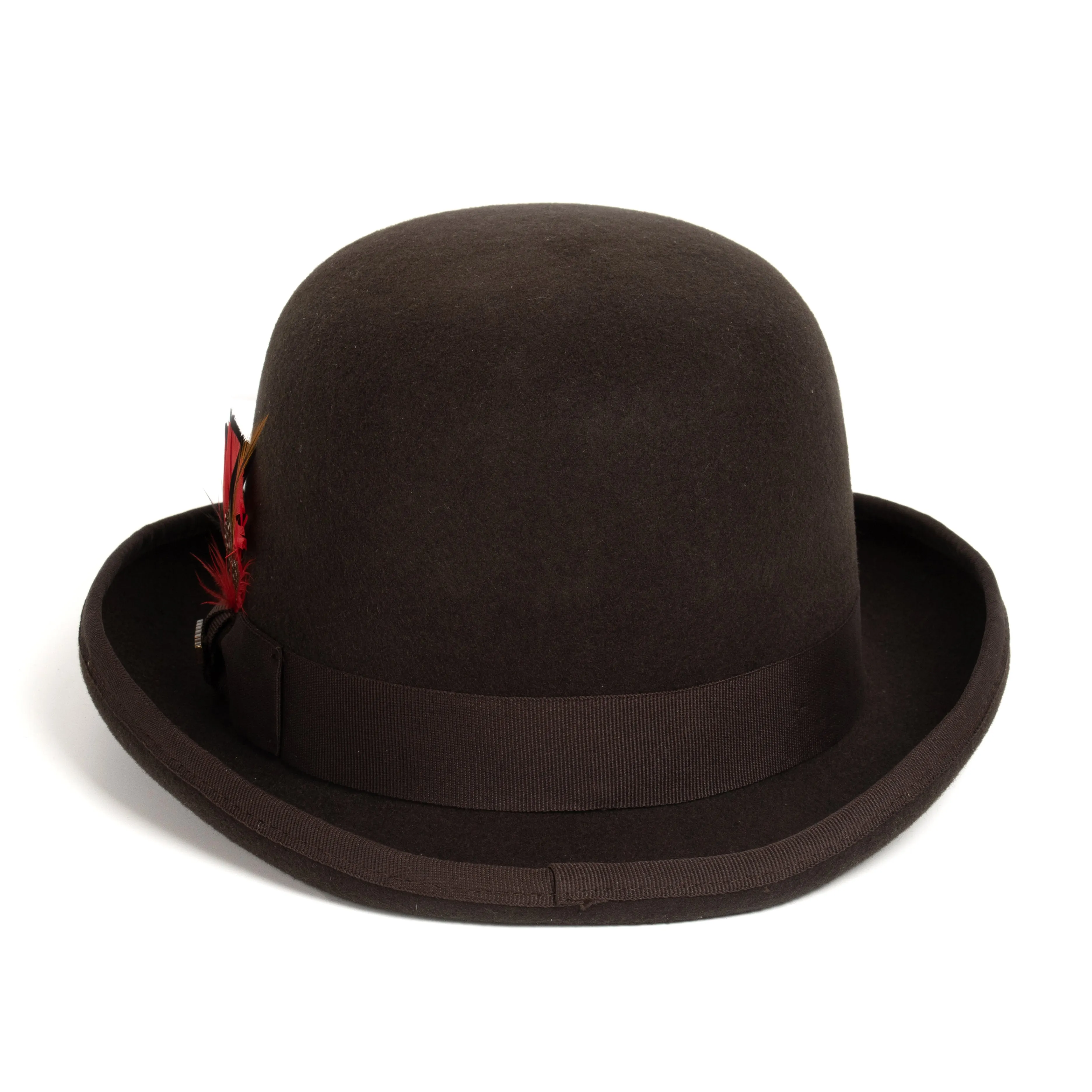 Premium Wool Chocolate Brown Derby Bowler Hat