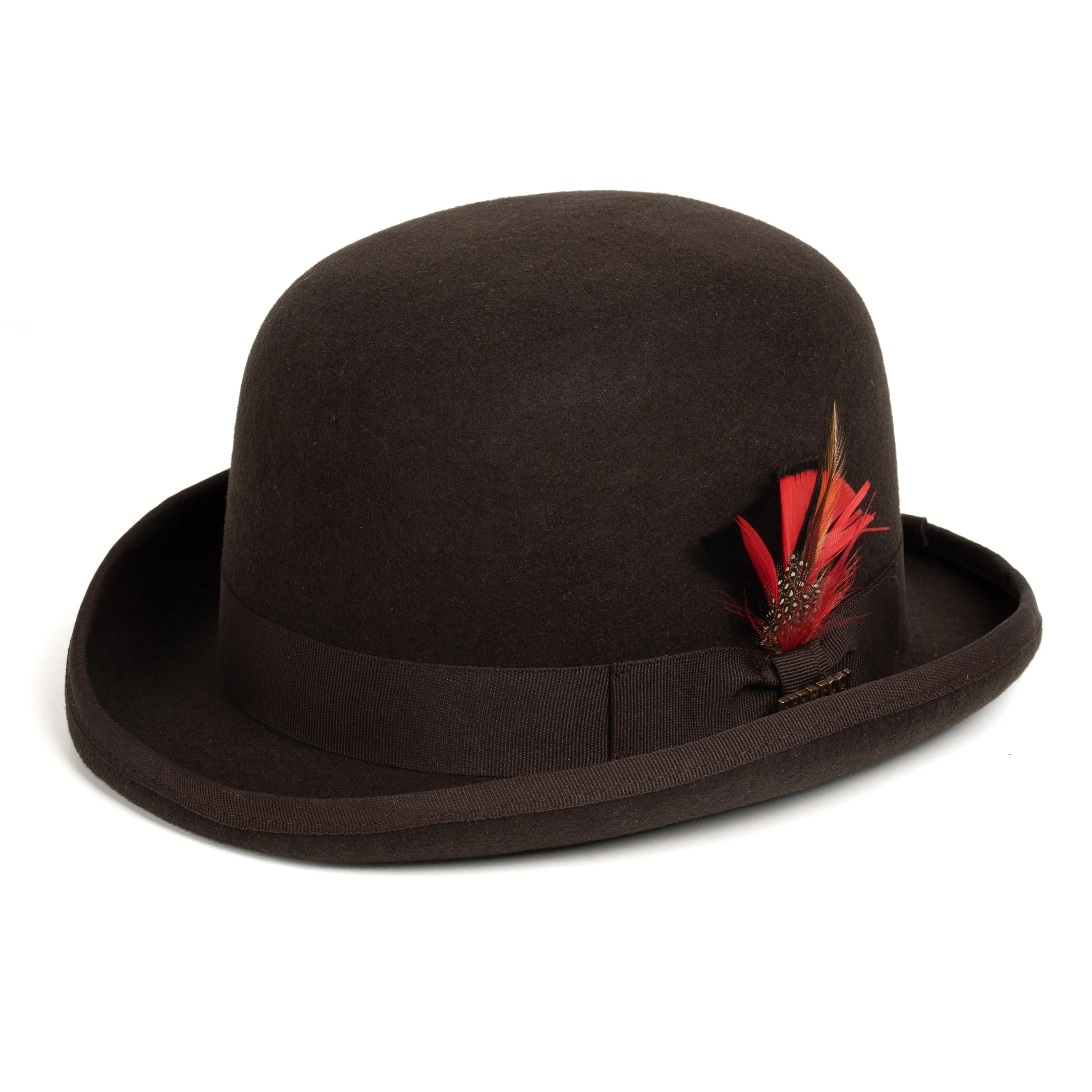 Premium Wool Chocolate Brown Derby Bowler Hat