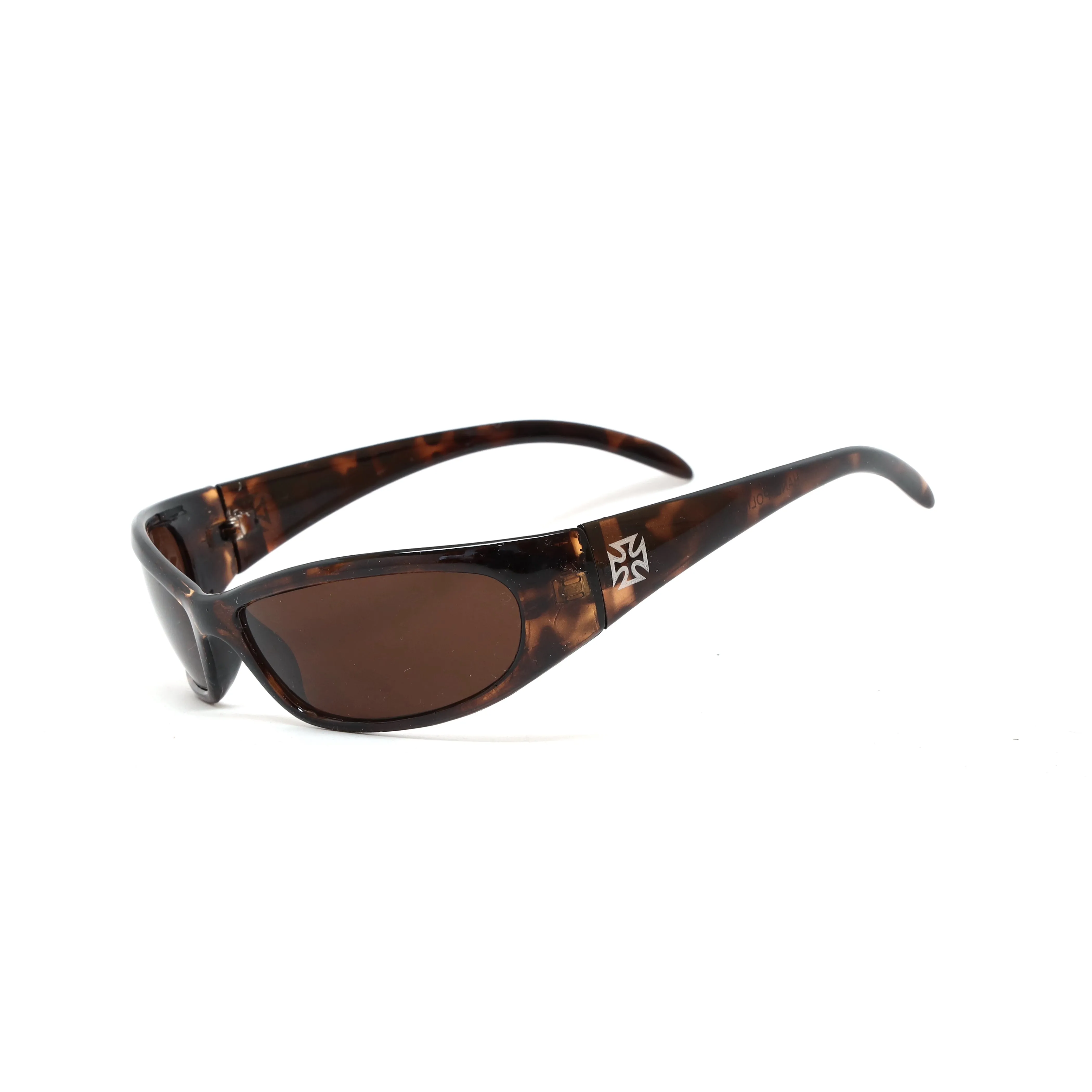 Prototype 5 Cross Design Deadstock Wraparound Visor Sunglasses - Tortoise