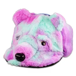 Purple Bear Fur Earflap Snapback Hat