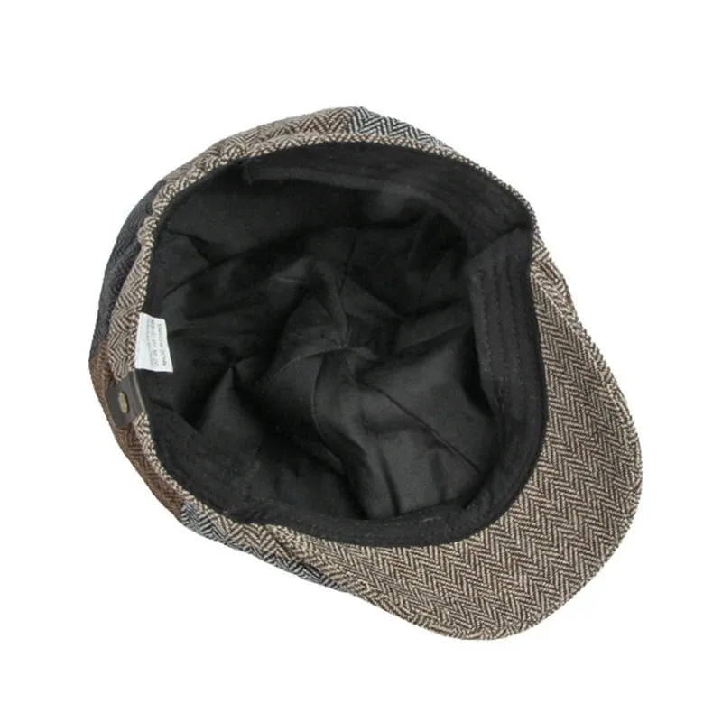 Retro Patchwork Eight Blade Flat Cap