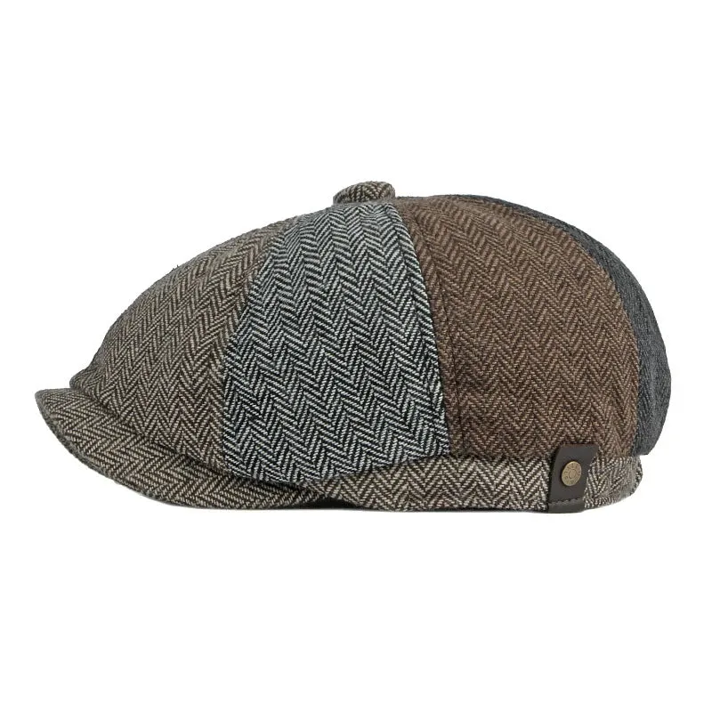 Retro Patchwork Eight Blade Flat Cap