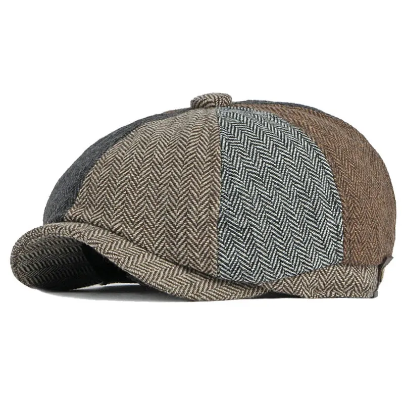 Retro Patchwork Eight Blade Flat Cap