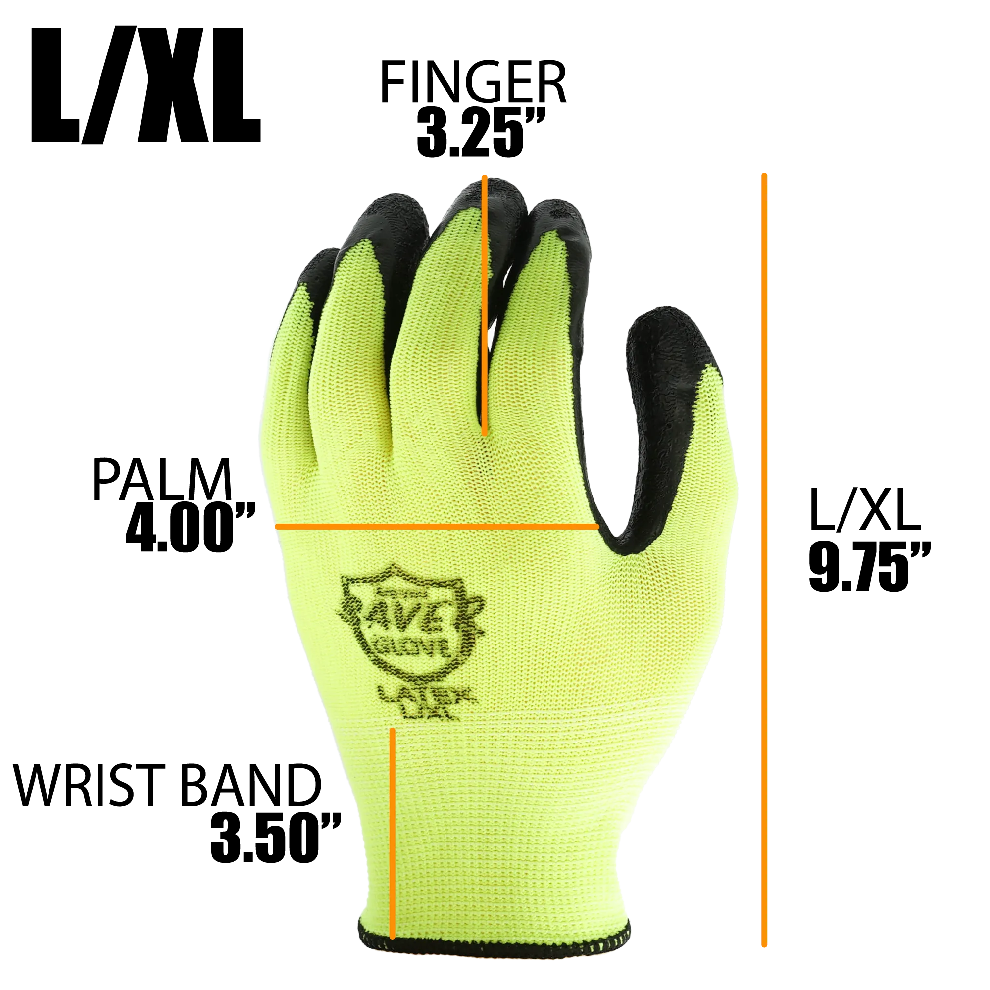 SAVER HEAVY DUTY High Visibility Latex Green Work and Gardening Gloves