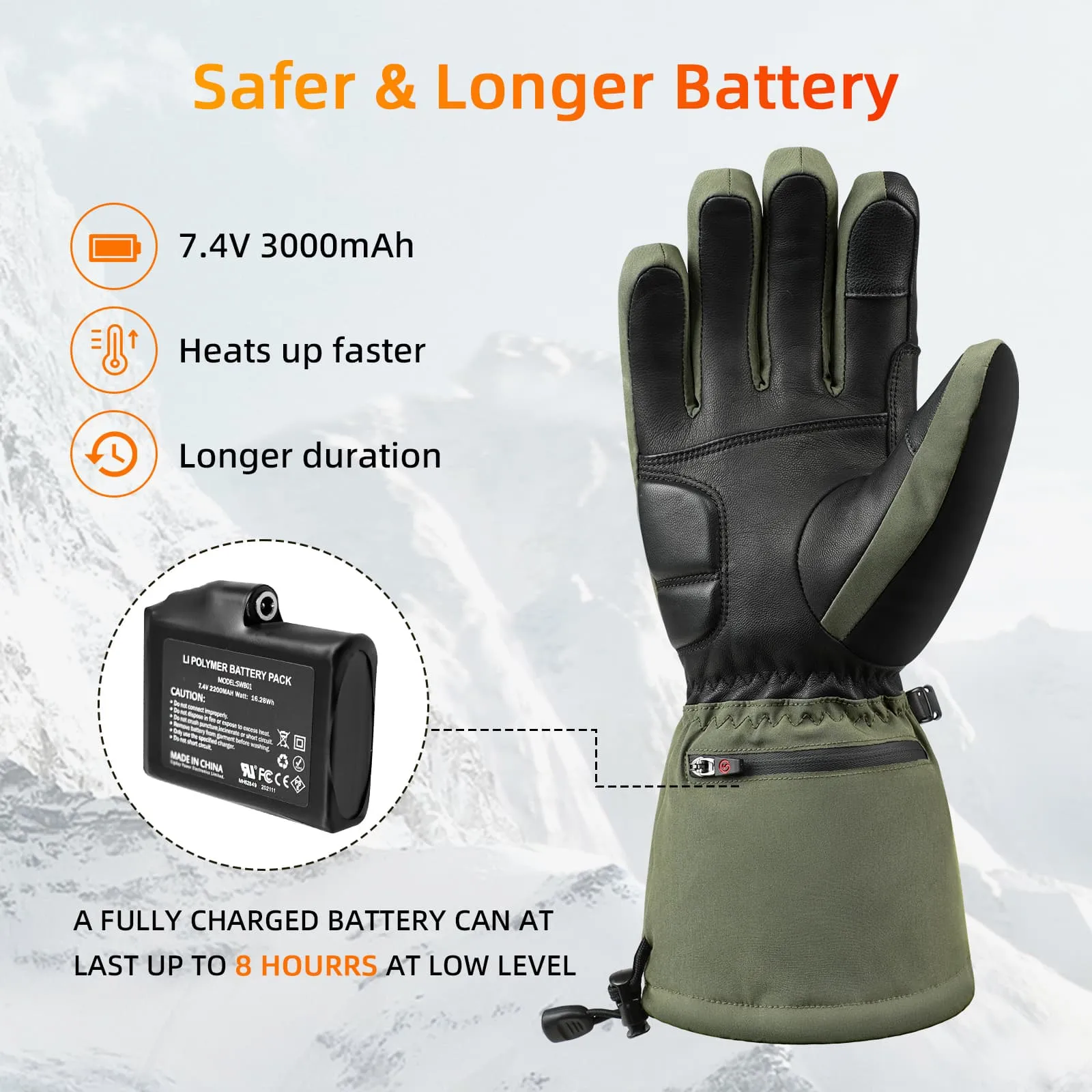 Savior Upgraded Heated Gloves 2.0 with Waterproof Goat Leather and Quick Charge