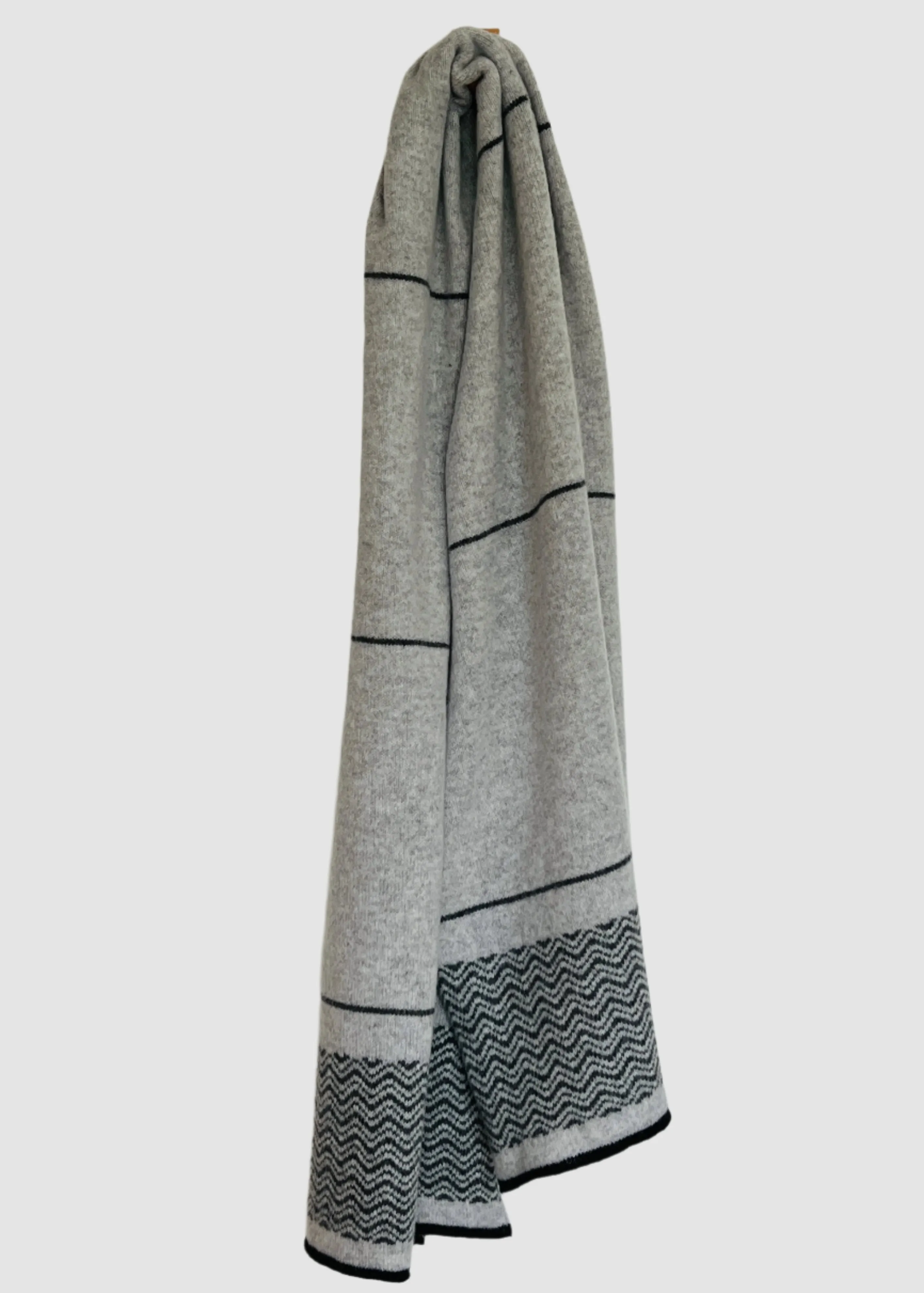 Shawl scarf wrap  grey and nearly black wave pattern and stripes MADE TO ORDER