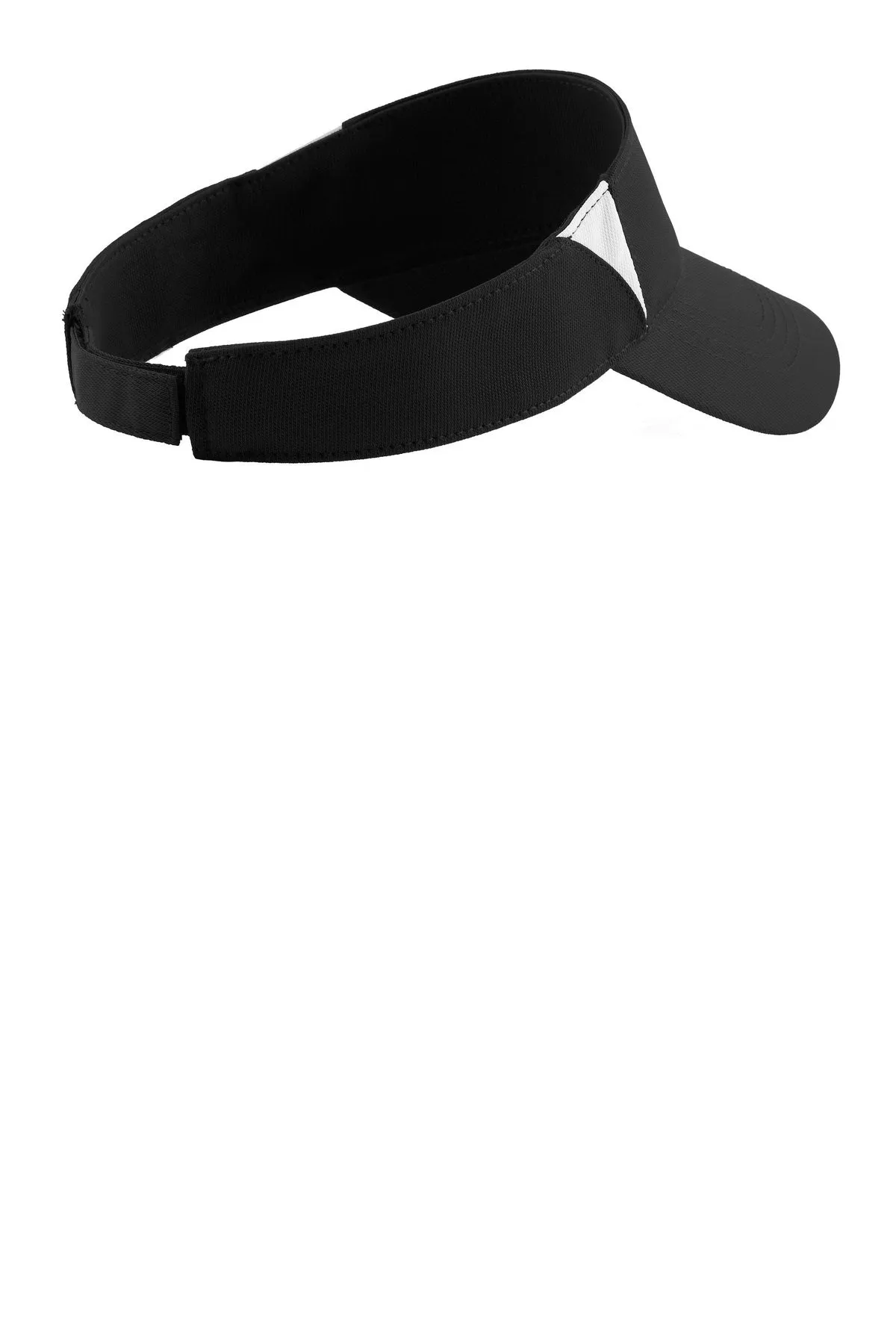 Sport-Tek Dry Zone Custom Colorblock Visors, Black/White