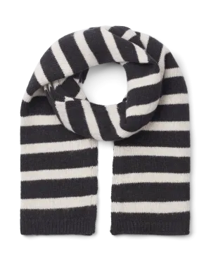 Tanja Lambswool Scarf Short GOTS 243975 - Island Fossil / Black Stripe