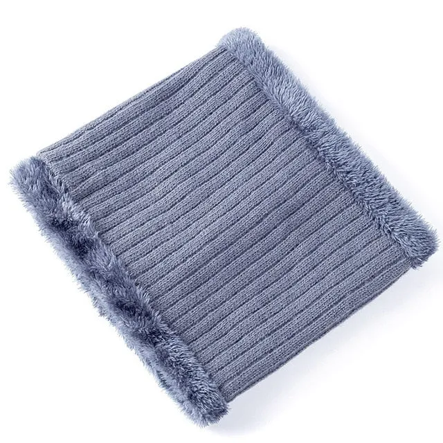 Unisex Stylish Add Fur Lined With Brim Soft Beanie Outdoor Knitted Woolen Warm Winter Cap