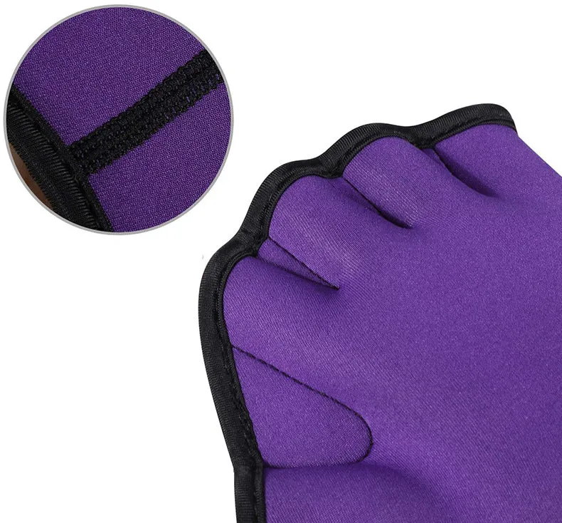 Universal Swimming Training Webbed Rubber Gloves With Wrist Strap