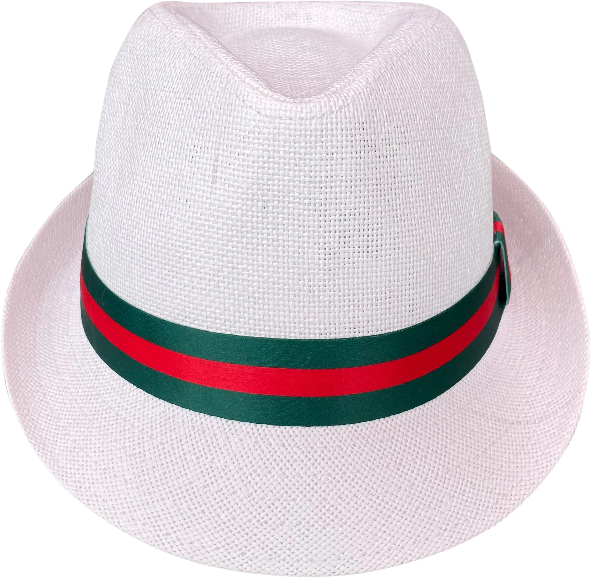 White Fedora Red Green Band For Men & Women