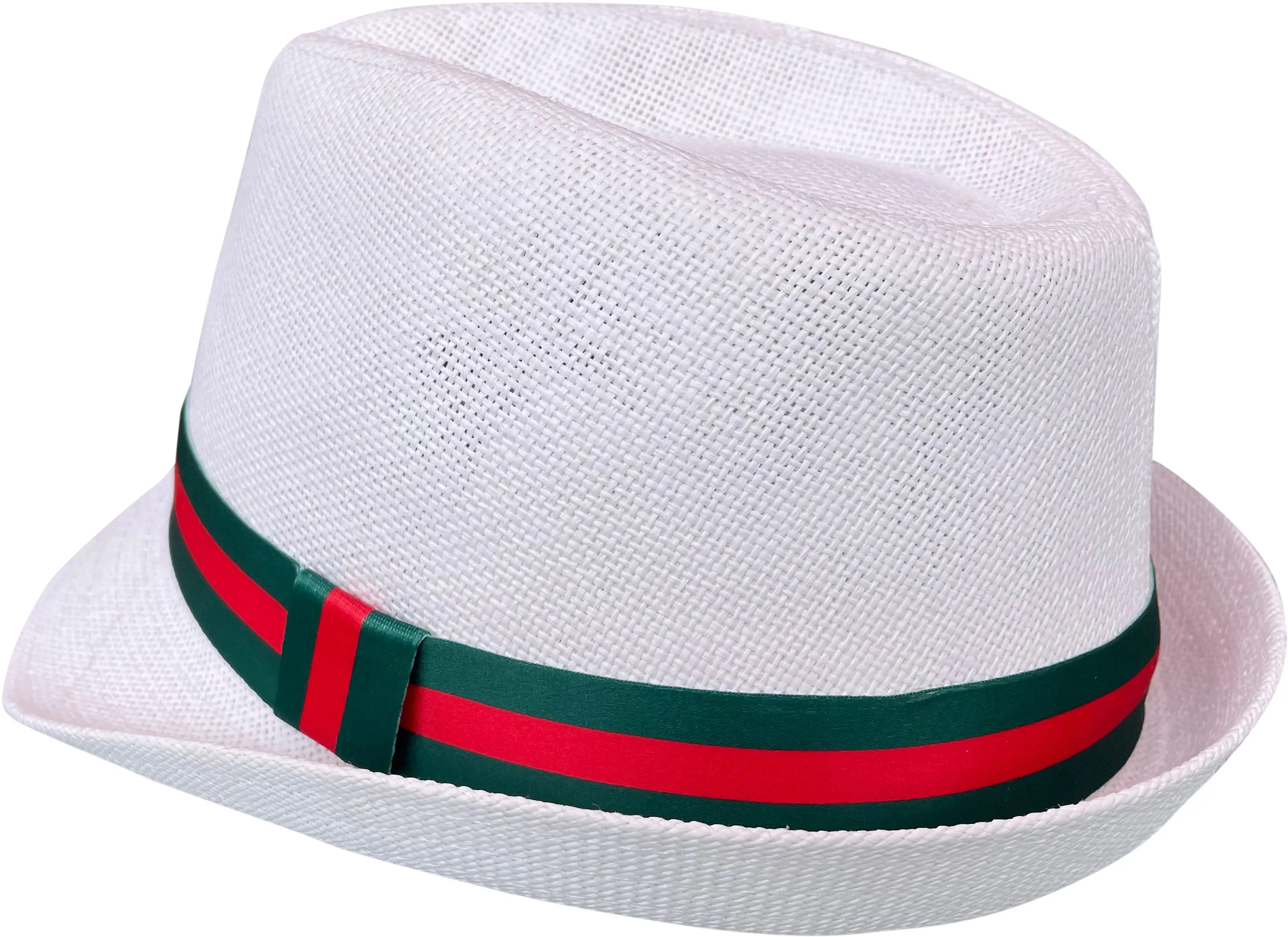 White Fedora Red Green Band For Men & Women