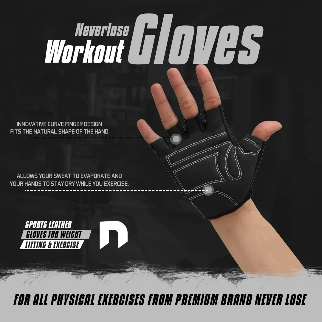 WMX Unisex Leather Gym Gloves | For Professional Weightlifting, Fitness Training And Workout | With Half-Finger Length, Wrist Wrap For Protection (Xl, Sude), Black