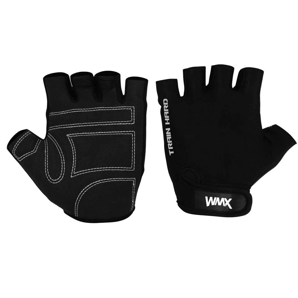 WMX Unisex Leather Gym Gloves | For Professional Weightlifting, Fitness Training And Workout | With Half-Finger Length, Wrist Wrap For Protection (Xl, Sude), Black