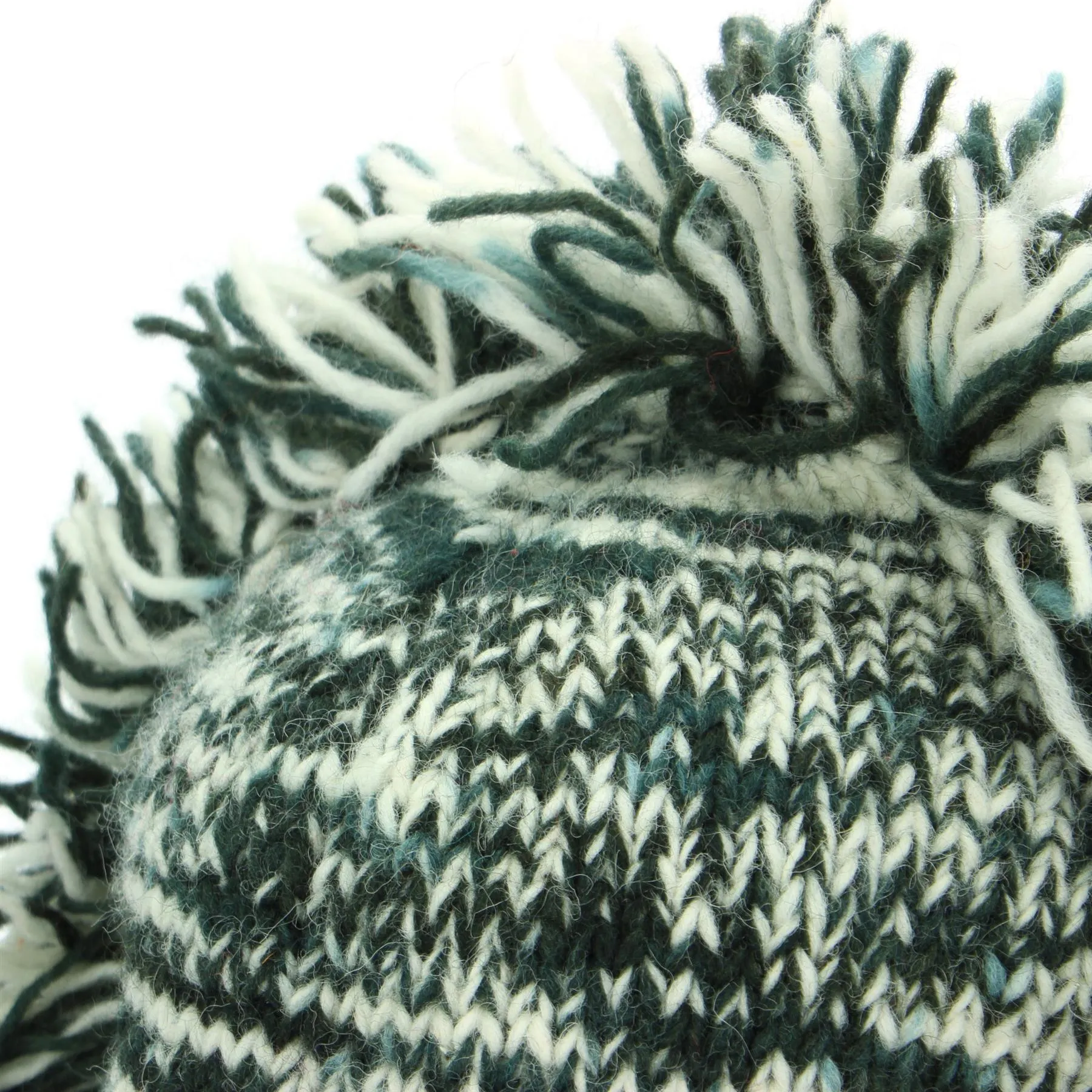 Wool Knit 'Punk' Mohawk Earflap Beanie Hat - Black White Space Dye